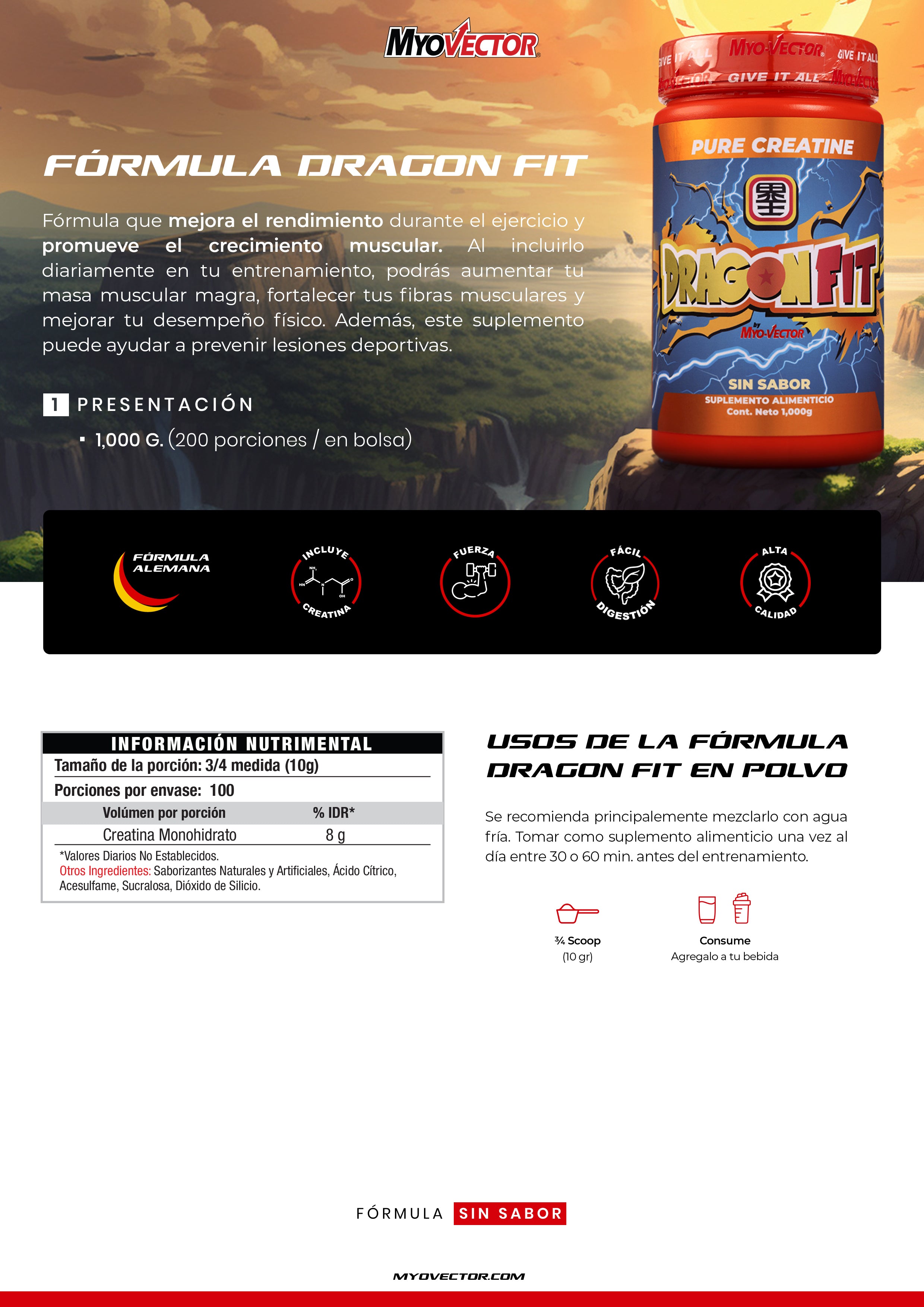 Creatina Dragon Fit (Tarro) | 1,000g
