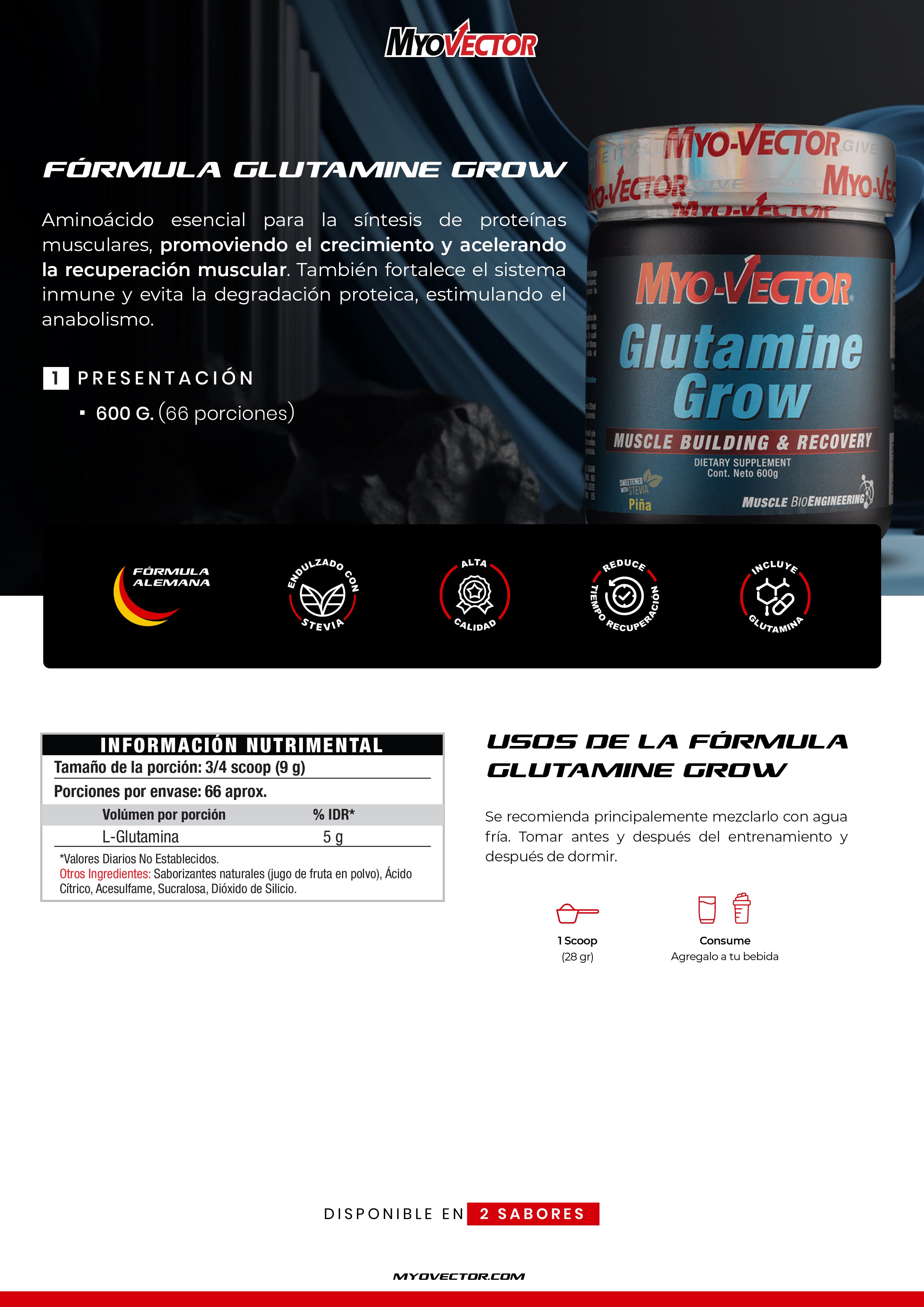 Glutamine Grow by MyoVector | 600g