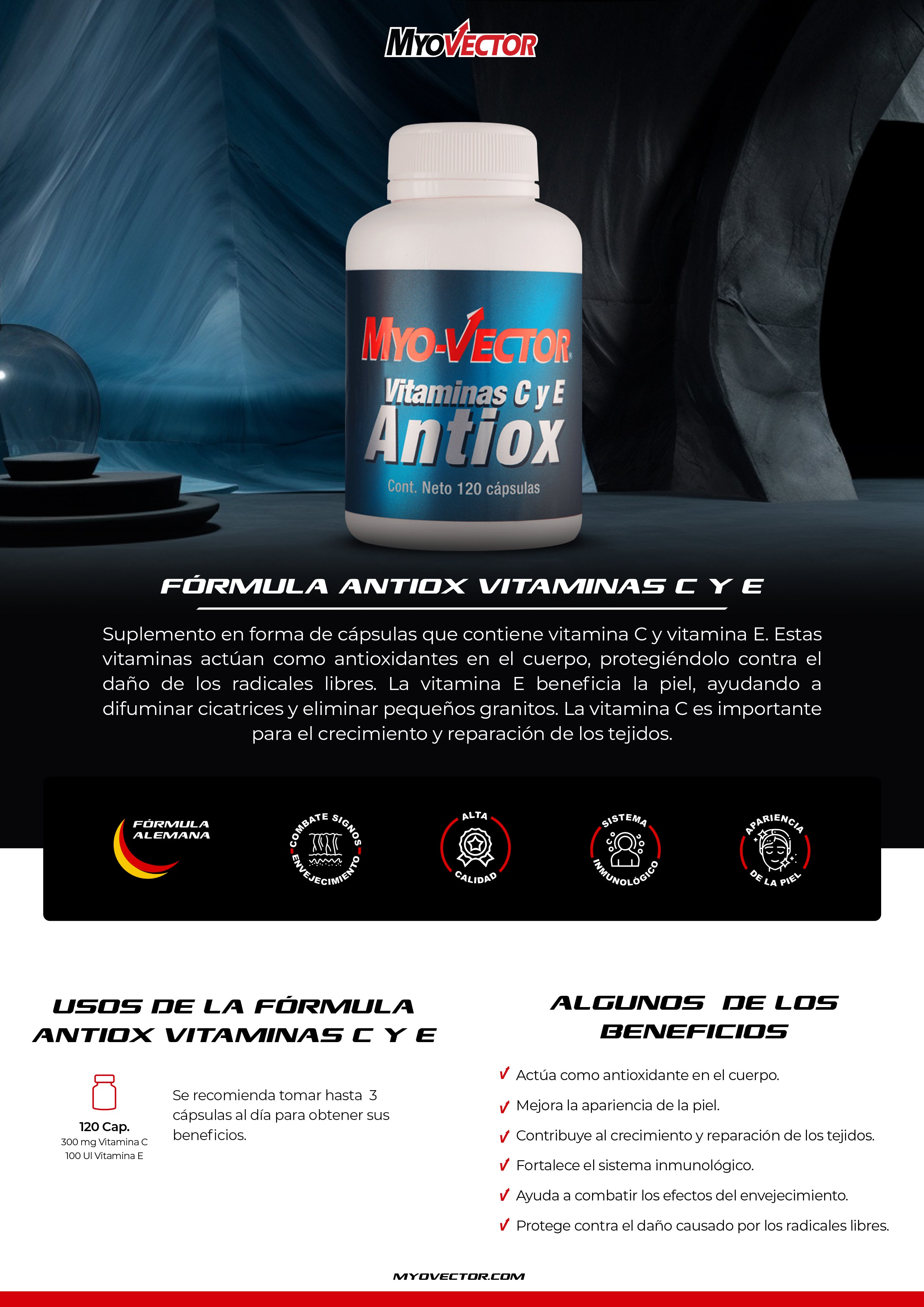Antiox Vitamina C+E by MyoVector | 120cap.